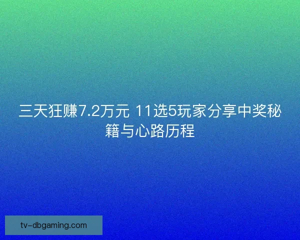 三天狂赚7.2万元 11选5玩家分享中奖秘籍与心路历程